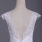 Sexy Wedding Dresses Open Back V Neck A Line Tulle With Applique Chapel Train