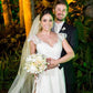 2024 V Neck Wedding Dresses A Line Lace With Sash And Beads Sweep Train