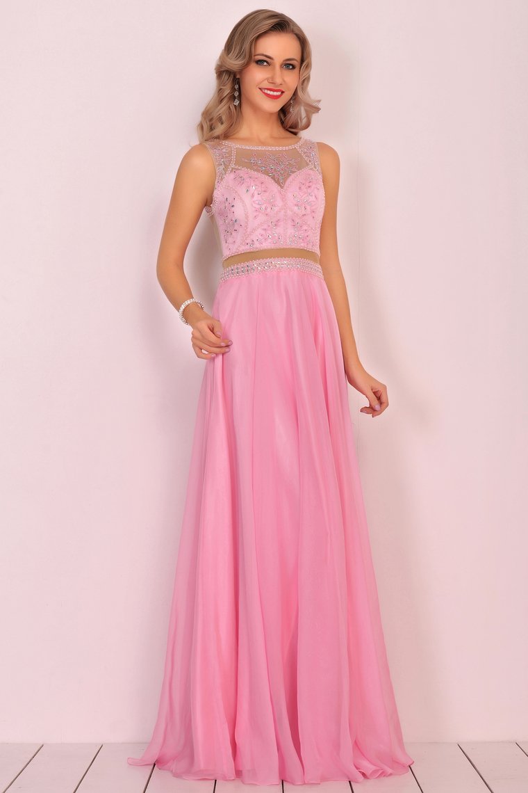 2024 New Arrival Scoop Chiffon With Beading A Line Prom Dresses