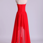 High Low Sweetheart A Line Pleated Bodice Flowing Chiffon Skirt