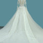 Gorgeous Wedding Dresses Scoop Tulle With Beadings Zipper Back Royal Train