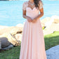 Blush Pink Sweetheart Maxi Dresses Open Back Lace Sleeve Beach Wedding Guest Dresses SJS15566