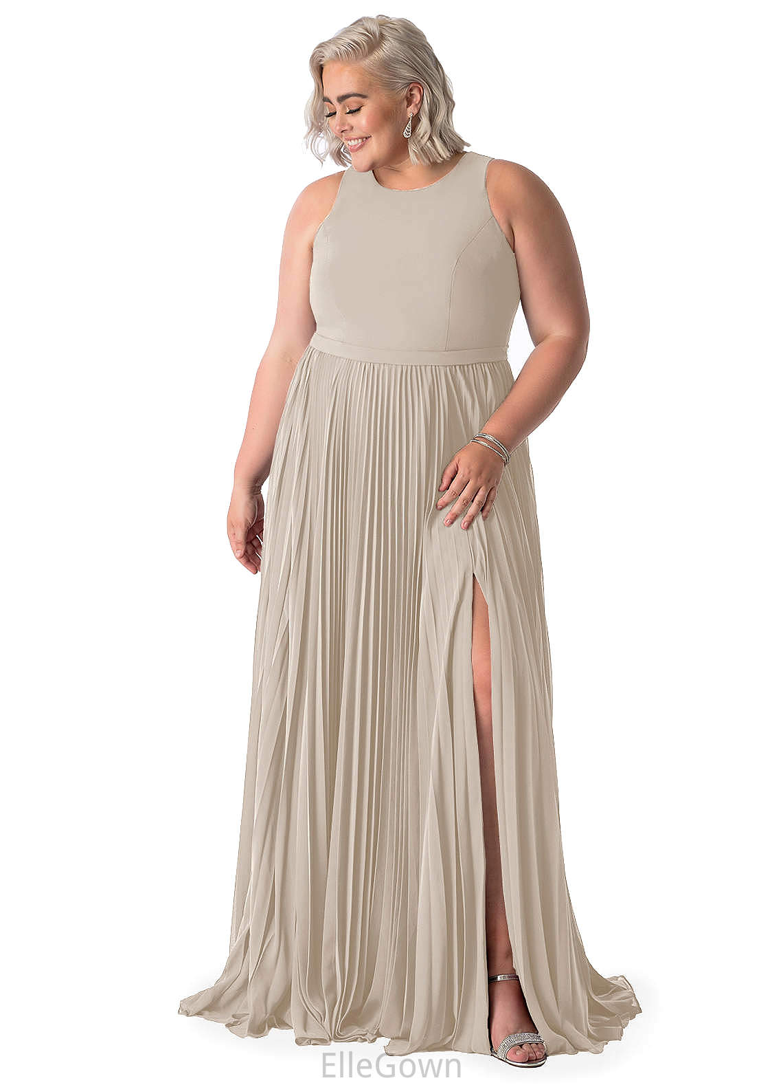 Carley Natural Waist Sleeveless Floor Length Scoop A-Line/Princess Bridesmaid Dresses