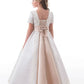 2024 A Line Scoop Short Sleeves Flower Girl Dresses With Applique Satin
