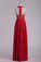 V Neck Prom Dresses A Line Chiffon With Applique And Beads Open Back Floor Length