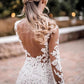 Mermaid Lace Appliques Long Sleeve See though Tulle Wedding Dresses, Beach Wedding Gowns SRS15261