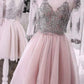Two Pieces Short Prom Dress Cute Lace Homecoming Dress Tulle Cocktail Dresses