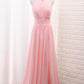 2024 Chiffon Bridesmaid Dresses Scoop A Line Floor Length With Ruffles And Slit