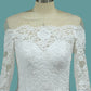 Wedding Dresses A Line Mid-Length Sleeves Tulle With Applique