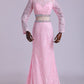 Two-Pieces Prom Dresses Long Sleeves Scoop Trumpet Lace Court Train