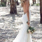 Sexy Spaghetti Straps Mermaid Lace Ivory Wedding Dresses, V Neck Beach Wedding Gowns SJS15359