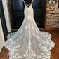 Elegant V Neck Mermaid Lace Appliques Wedding Dresses