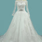 Boat Neck A-Line Wedding Dresses Court Train Tulle With Applique