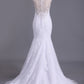 Scoop Wedding Dresses Mermaid/Trumpet Sweep Train Tulle With Applique And Beads