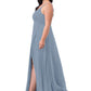 Rhianna Floor Length Spaghetti Staps A-Line/Princess Sleeveless V-Neck Natural Waist Bridesmaid Dresses