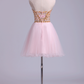 Collection Short/Mini Strapless A Line Beadings Organza