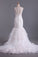 V Neck Wedding Dresses Organza With Applique  & Ruffles Mermaid Court Train