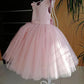 Lovely Pretty Pink Round Neck Tulle Flower Girl Dresses, Cheap Wedding Little Girl SRS15258