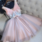 2024 Tulle Homecoming Dresses A Line V Neck Sequined Bodice Short/Mini