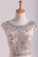 Two-Piece Scoop Column Prom Dresses Beaded Bodice Chiffon