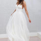 A-line Simple Spaghetti Straps Beach Wedding Dress Summer Coast Off White Bridal Gown W1014
