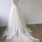 A Line Ivory Chiffon Long Wedding Gowns V Neck Straps V Back Beach Wedding Dresses W1037