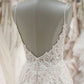 A Line Spaghetti Straps V Neck Beach Wedding Dresses Beaded Bodice Wedding Dresses W1062