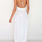 A line Chiffon V Neck Beach Wedding Dresses Backless Ivory Wedding Gowns JS506