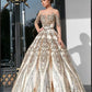 Ball Gown Long Sleeve Lace Appliques Prom Dresses Beads Long Wedding Dress