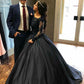 Ball Gown Long Sleeves Navy Blue With Lace Prom Dress Quinceanera Dresses JS450
