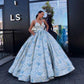 Ball Gown V Neck Spaghetti Straps Prom Dresses with Pockets Quinceanera Dresses JS456