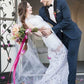 Bateau Sheath Lace Beach Wedding Dress With Appliques Open Back Bridal Dresses W1001