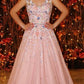 Blush Pink Tulle Beading Lace Appliques Prom Dresses Long Cheap Evening Dresses