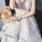 A Line Lace V Neck Appliques Lavender Open Back Sleeveless Short Prom Dress Homecoming Dress JS754