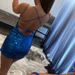 Shiny Blue Sequins Lace Up Short Homecoming Dresses