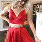 Two pieces Red Straps Short Homecoming Dresses