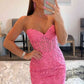 Strapless Sweetheart Lace Appliques Short Homecoming Dresses