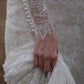 Rustic Sheath Long Sleeves Wedding Dress With Lace Beading Vintage Beach Bridal Dress W1003