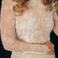 Rustic Sheath Long Sleeves Wedding Dress With Lace Beading Vintage Beach Bridal Dress W1003
