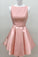 Simple A Line Pink Satin Scoop Cheap Short Prom Dresses Homecoming Dresses JS883