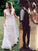Simple Lace V Neck Ruched Short Sleeves White Floor Length Wedding Dresses JS583