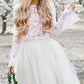 Simple Long Sleeve Lace Two Piece Short Prom Dresses Ivory Homecoming Dresses JS863