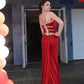 Simple Red Mermaid High Neck Prom Dresses Chiffon Open Back Evening Dresses JS542