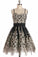 Simple Spaghetti Straps Black Tulle Vintage Homecoming Dress with Lace Appliques JS860