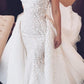 Sweetheart Mermaid Strapless Lace Appliques Wedding Dress with Detachable Train JS934