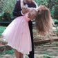 A-Line Pink Long Sleeves Sweetheart Lace Tulle Short Mini Homecoming Dresses JS575