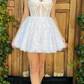 A Line Sweetheart Straps White Lace Homecoming Dress