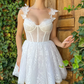 A Line Sweetheart Straps White Lace Homecoming Dress
