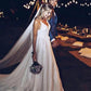 A Line Spaghetti Straps V Neck Beach Wedding Dresses Backless Summer Bridal Dresses SJS15494
