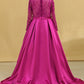Hot Plus Size Prom Dresses Scoop A Line Satin Long Sleeves With Pocket